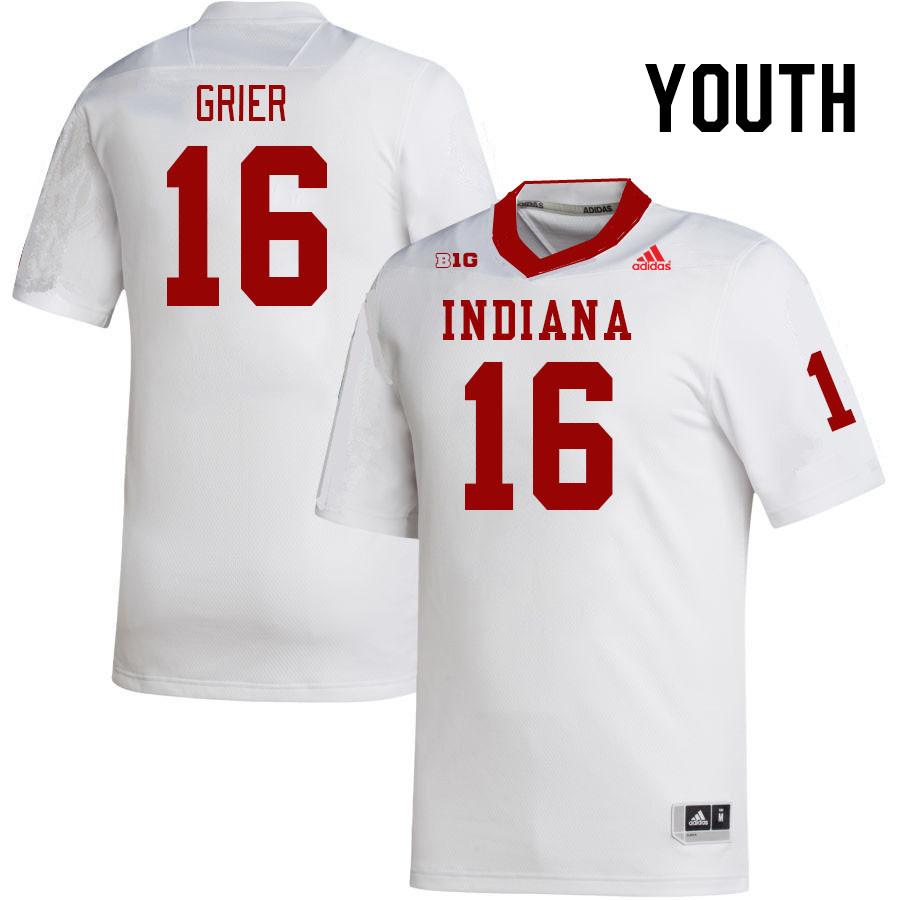 Youth #16 Jordan Grier Indiana Hoosiers College Football Jerseys Stitched-White